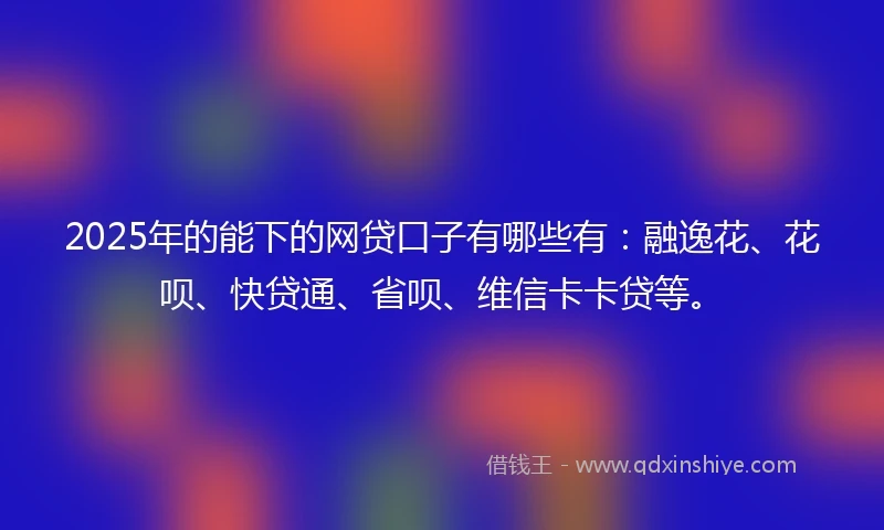 2025年的能下的网贷口子有哪些有:融逸花、花呗、快贷通、省呗、维信卡卡贷等。