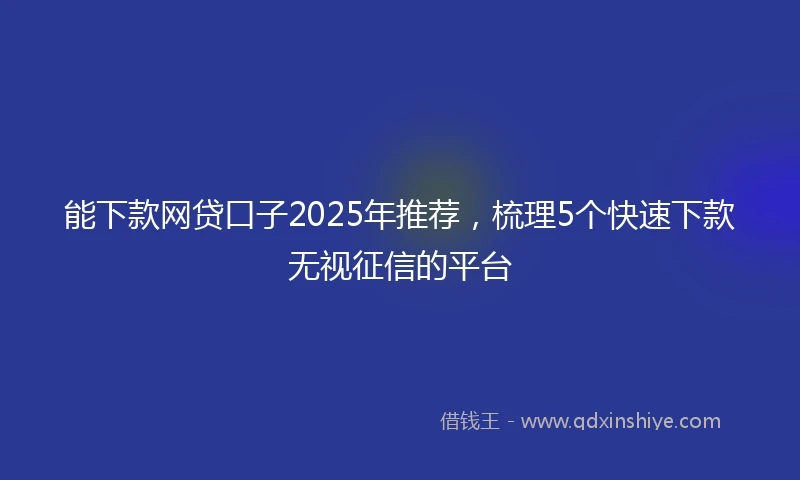 能下款网贷口子2025年推荐,梳理5个快速下款无视征信的平台