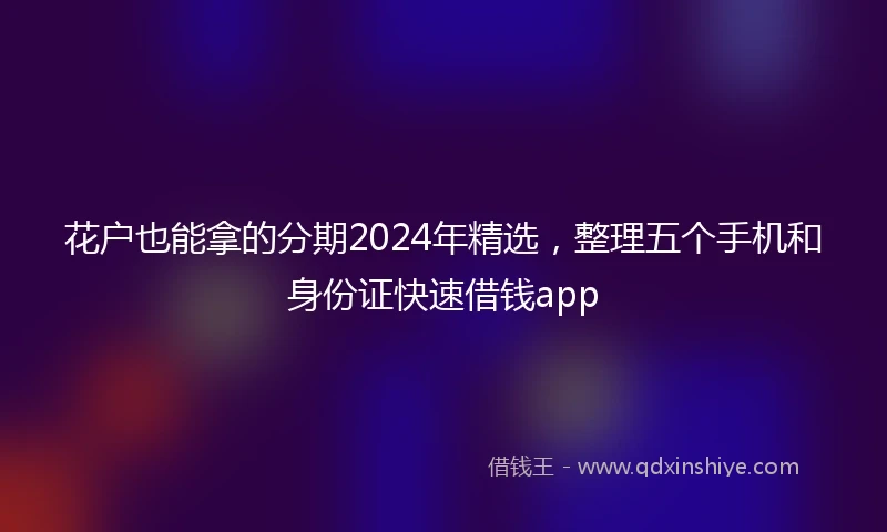 花户也能拿的分期2024年精选，整理五个手机和身份证快速借钱app