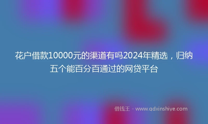 花户借款10000元的渠道有吗2024年精选，归纳五个能百分百通过的网贷平台