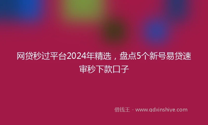 网贷秒过平台2024年精选，盘点5个新号易贷速审秒下款口子