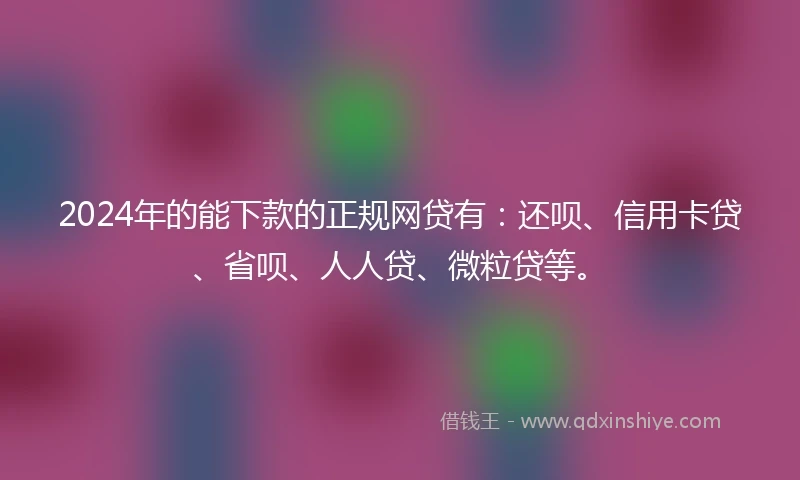 2024年的能下款的正规网贷有：还呗、信用卡贷、省呗、人人贷、微粒贷等。