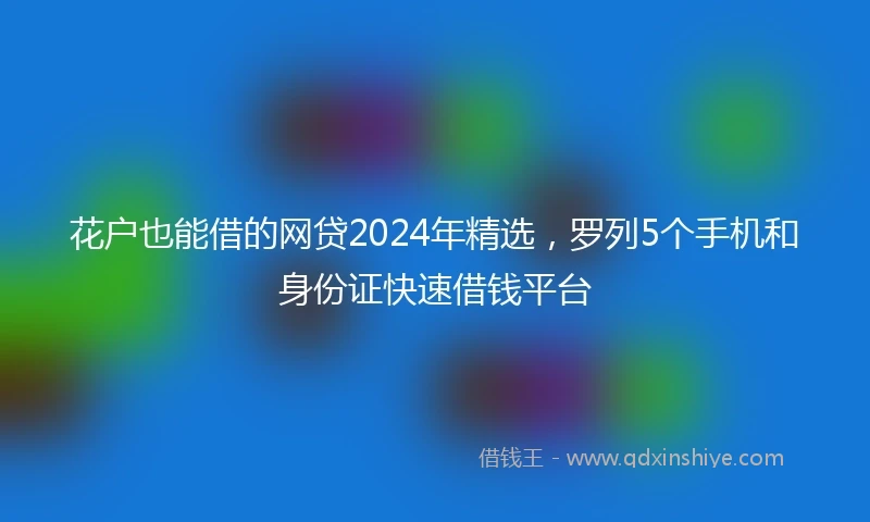 花户也能借的网贷2024年精选，罗列5个手机和身份证快速借钱平台