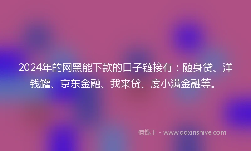 2024年的网黑能下款的口子链接有：随身贷、洋钱罐、京东金融、我来贷、度小满金融等。
