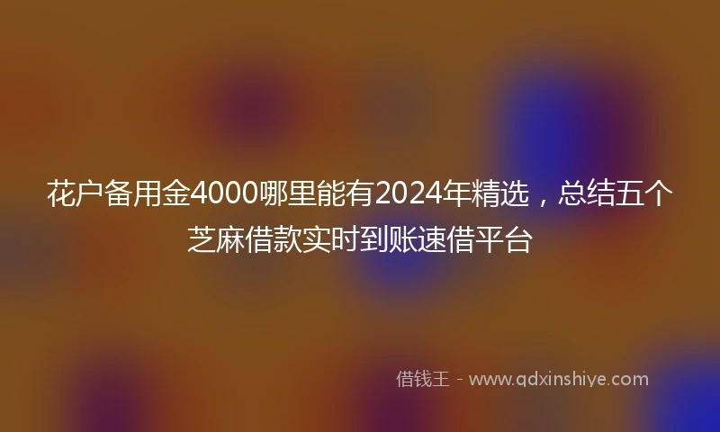 花户备用金4000哪里能有2024年精选，总结五个芝麻借款实时到账速借平台