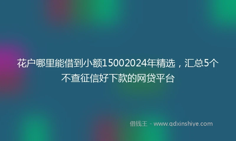花户哪里能借到小额15002024年精选，汇总5个不查征信好下款的网贷平台