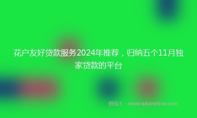 花户友好贷款服务2024年推荐，归纳五个11月独家贷款的平台
