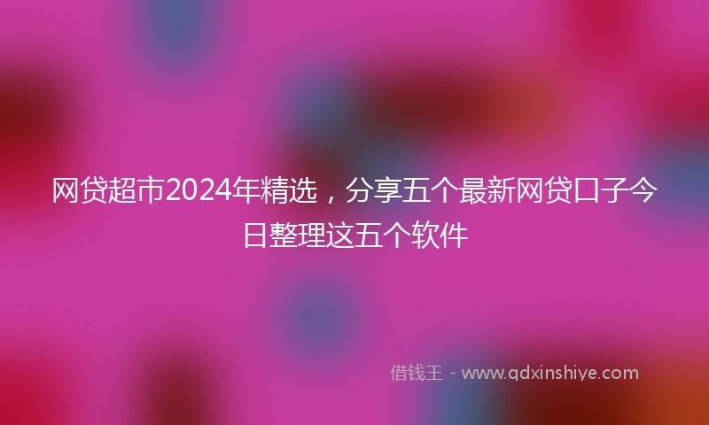 网贷超市2024年精选，分享五个最新网贷口子今日整理这五个软件