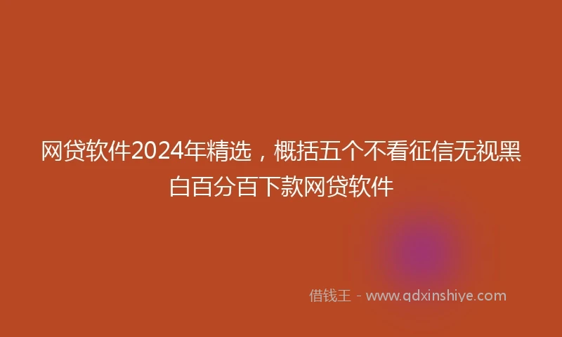 网贷软件2024年精选，概括五个不看征信无视黑白百分百下款网贷软件