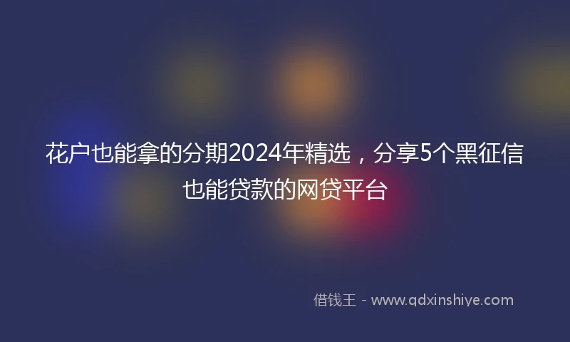 花户也能拿的分期2024年精选，分享5个黑征信也能贷款的网贷平台