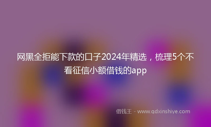 网黑全拒能下款的口子2024年精选，梳理5个不看征信小额借钱的app