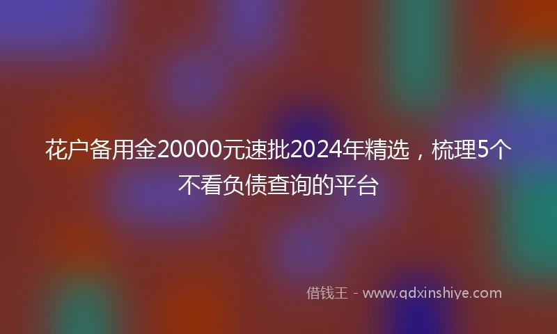 花户备用金20000元速批2024年精选，梳理5个不看负债查询的平台