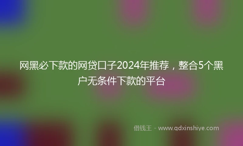 网黑必下款的网贷口子2024年推荐，整合5个黑户无条件下款的平台