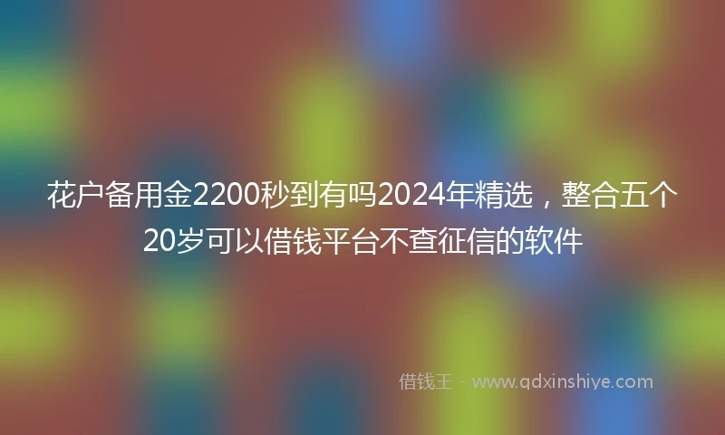 花户备用金2200秒到有吗2024年精选，整合五个20岁可以借钱平台不查征信的软件