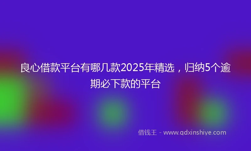 良心借款平台有哪几款2025年精选，归纳5个逾期必下款的平台