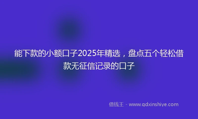 能下款的小额口子2025年精选，盘点五个轻松借款无征信记录的口子