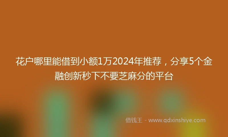 花户哪里能借到小额1万2024年推荐，分享5个金融创新秒下不要芝麻分的平台