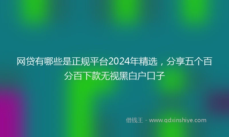网贷有哪些是正规平台2024年精选，分享五个百分百下款无视黑白户口子