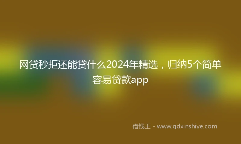 网贷秒拒还能贷什么2024年精选，归纳5个简单容易贷款app