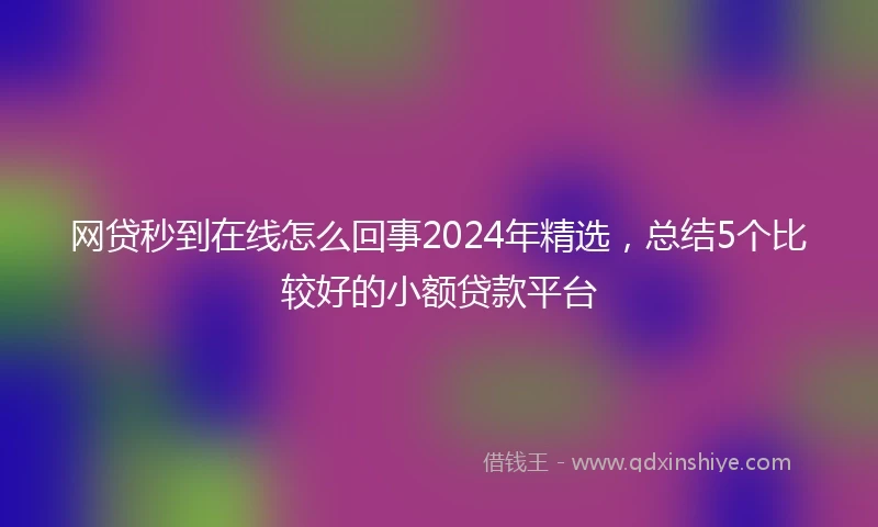 网贷秒到在线怎么回事2024年精选，总结5个比较好的小额贷款平台