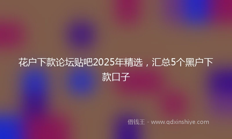 花户下款论坛贴吧2025年精选，汇总5个黑户下款口子