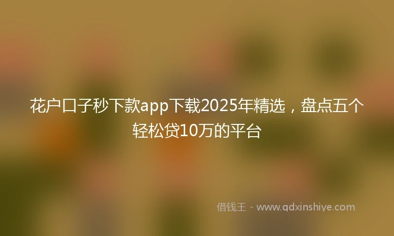 花户口子秒下款app下载2025年精选，盘点五个轻松贷10万的平台