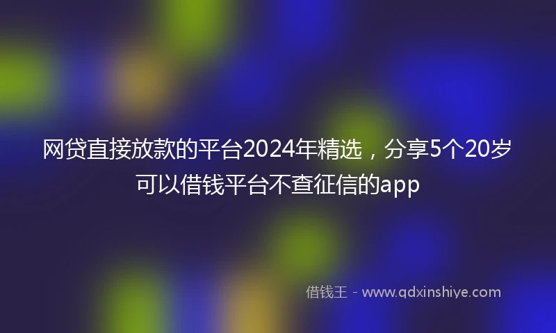 网贷直接放款的平台2024年精选，分享5个20岁可以借钱平台不查征信的app