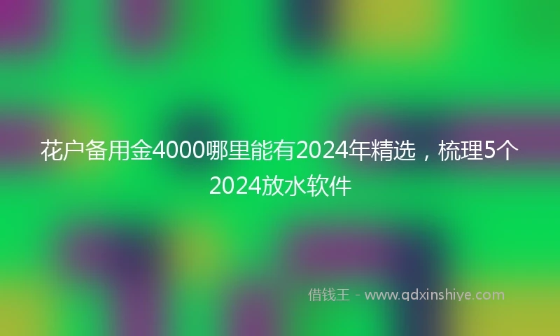 花户备用金4000哪里能有2024年精选，梳理5个2024放水软件