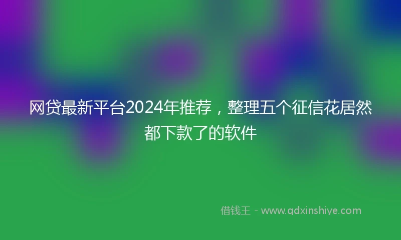 网贷最新平台2024年推荐，整理五个征信花居然都下款了的软件