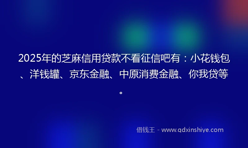 2025年的芝麻信用贷款不看征信吧有：小花钱包、洋钱罐、京东金融、中原消费金融、你我贷等。