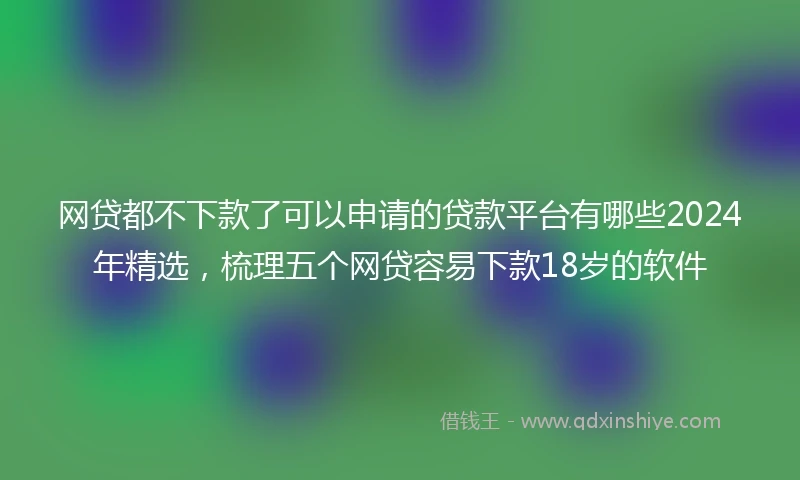 网贷都不下款了可以申请的贷款平台有哪些2024年精选，梳理五个网贷容易下款18岁的软件