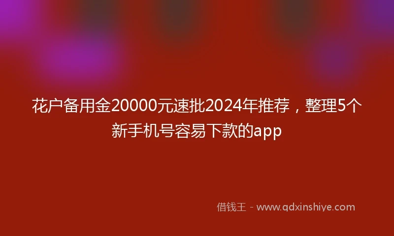 花户备用金20000元速批2024年推荐，整理5个新手机号容易下款的app