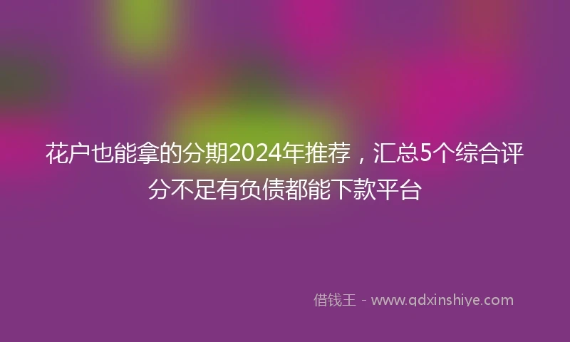 花户也能拿的分期2024年推荐，汇总5个综合评分不足有负债都能下款平台