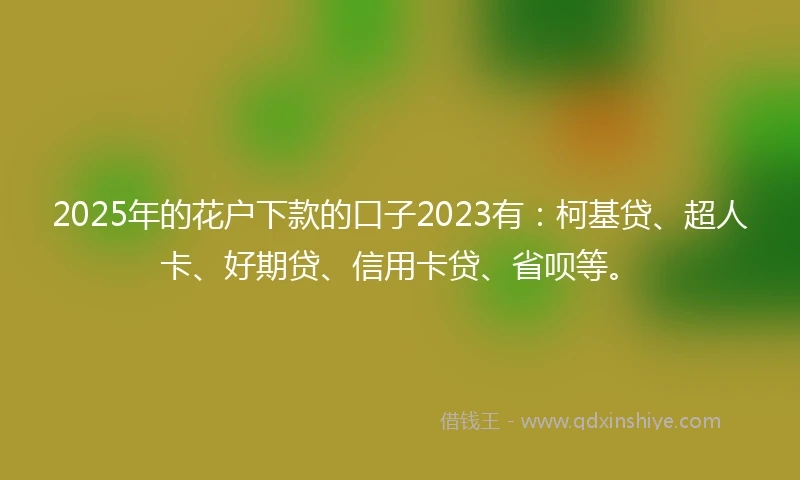 2025年的花户下款的口子2023有：柯基贷、超人卡、好期贷、信用卡贷、省呗等。