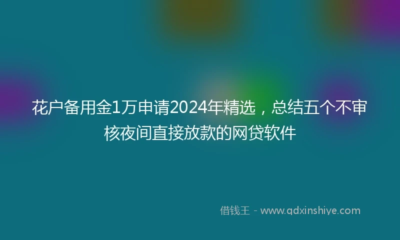 花户备用金1万申请2024年精选，总结五个不审核夜间直接放款的网贷软件