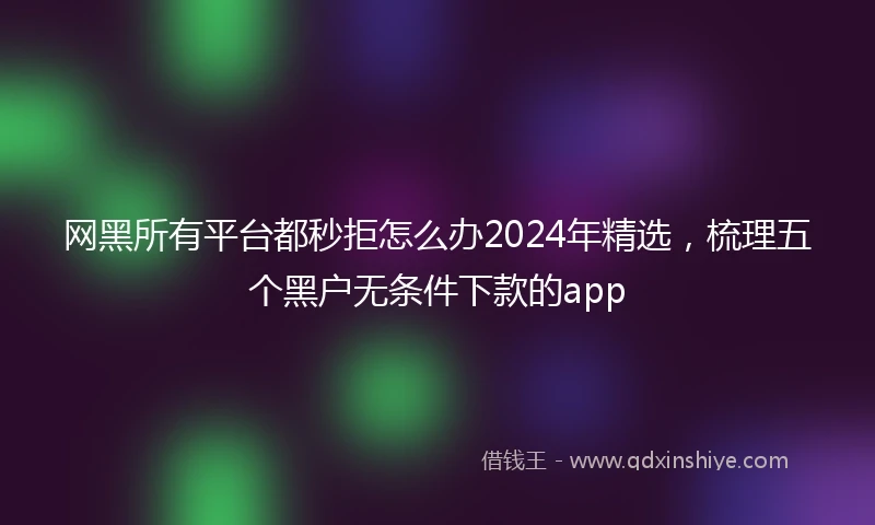 网黑所有平台都秒拒怎么办2024年精选，梳理五个黑户无条件下款的app