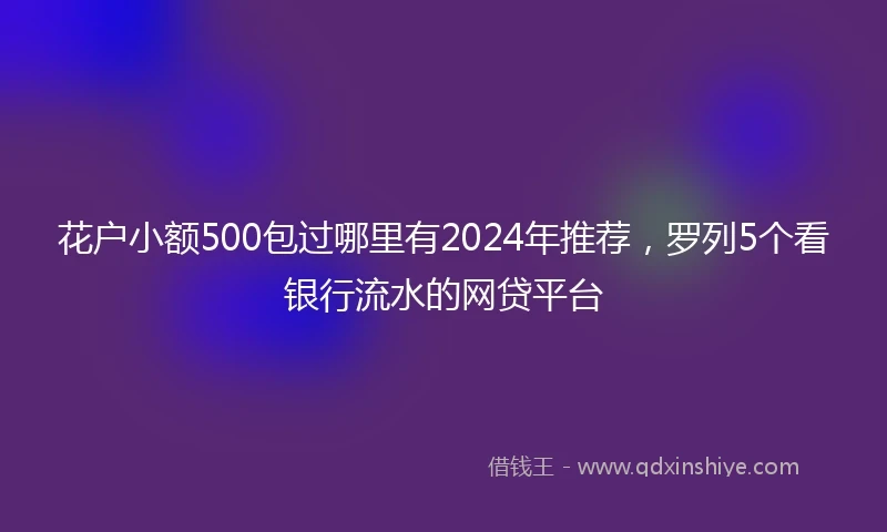 花户小额500包过哪里有2024年推荐，罗列5个看银行流水的网贷平台