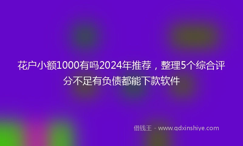 花户小额1000有吗2024年推荐，整理5个综合评分不足有负债都能下款软件