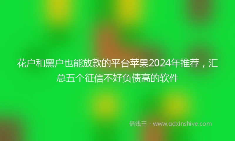 花户和黑户也能放款的平台苹果2024年推荐，汇总五个征信不好负债高的软件