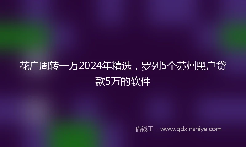 花户周转一万2024年精选，罗列5个苏州黑户贷款5万的软件