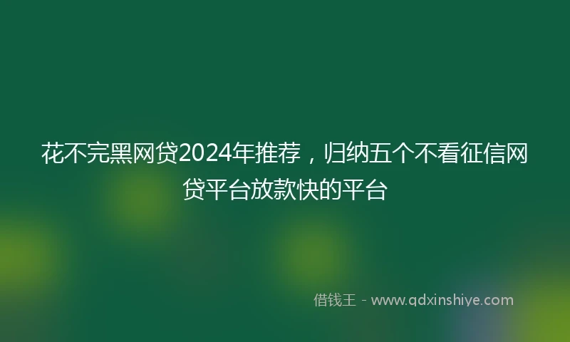 花不完黑网贷2024年推荐，归纳五个不看征信网贷平台放款快的平台