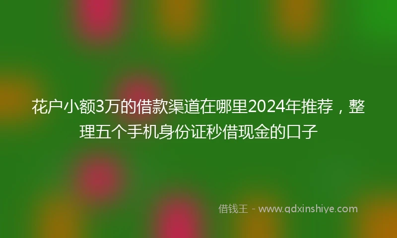 花户小额3万的借款渠道在哪里2024年推荐，整理五个手机身份证秒借现金的口子