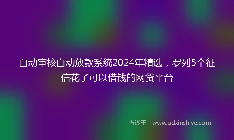 自动审核自动放款系统2024年精选,罗列5个征信花了可以借钱的网贷平台