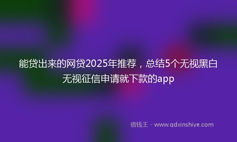能贷出来的网贷2025年推荐，总结5个无视黑白无视征信申请就下款的app
