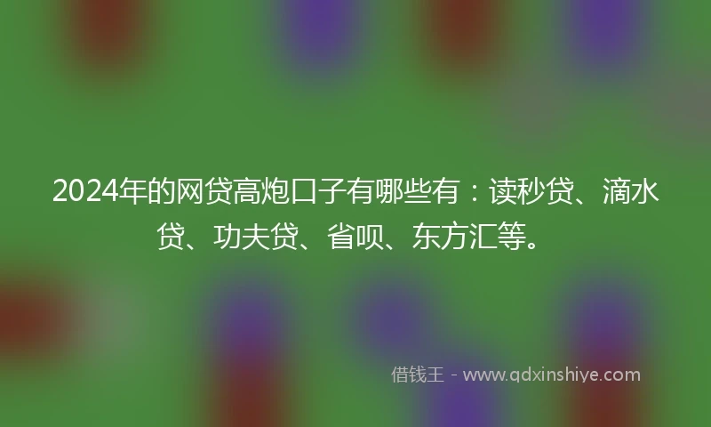 2024年的网贷高炮口子有哪些有：读秒贷、滴水贷、功夫贷、省呗、东方汇等。