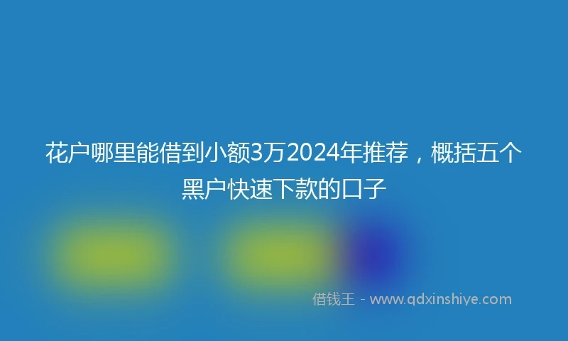 花户哪里能借到小额3万2024年推荐，概括五个黑户快速下款的口子