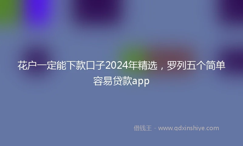 花户一定能下款口子2024年精选，罗列五个简单容易贷款app