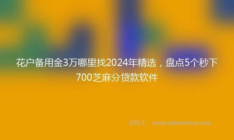 花户备用金3万哪里找2024年精选，盘点5个秒下700芝麻分贷款软件