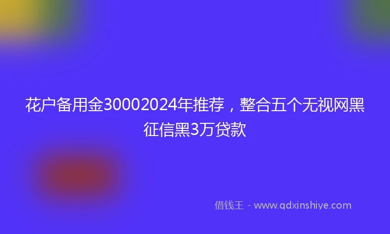 花户备用金30002024年推荐，整合五个无视网黑征信黑3万贷款