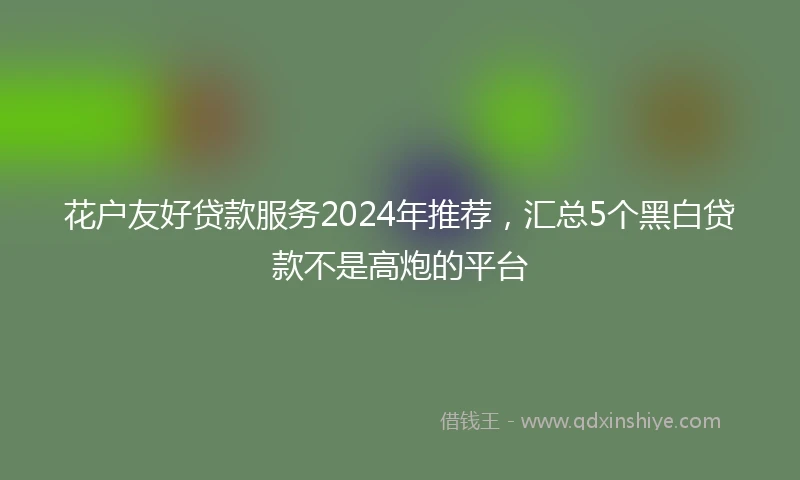 花户友好贷款服务2024年推荐，汇总5个黑白贷款不是高炮的平台